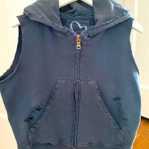 Frank and Eileen Tee Lab distressed hoodie vest.. 100% Cotton. Quality cool.